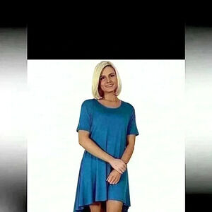 Simply Southern Short Sleeve T-Shirt Dress Blue Scoop Neck Size Small